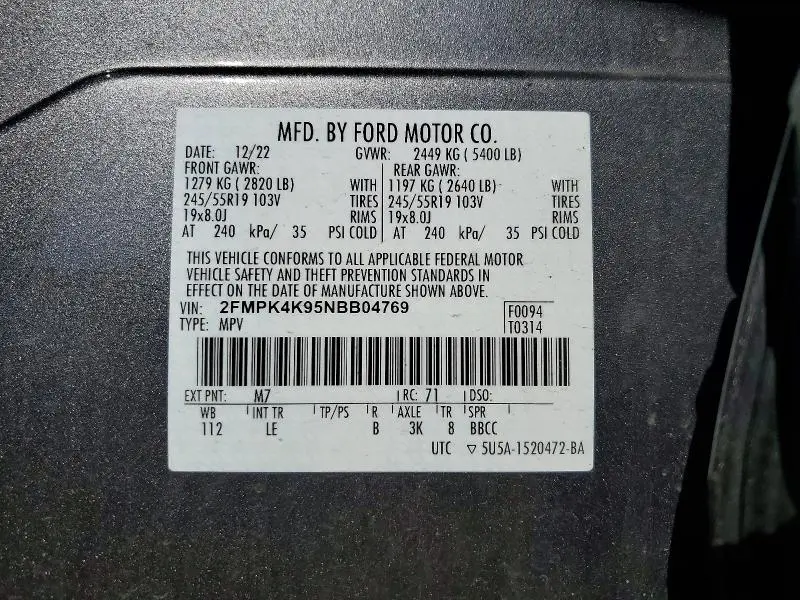 2022 FORD EDGE TITANIUM  