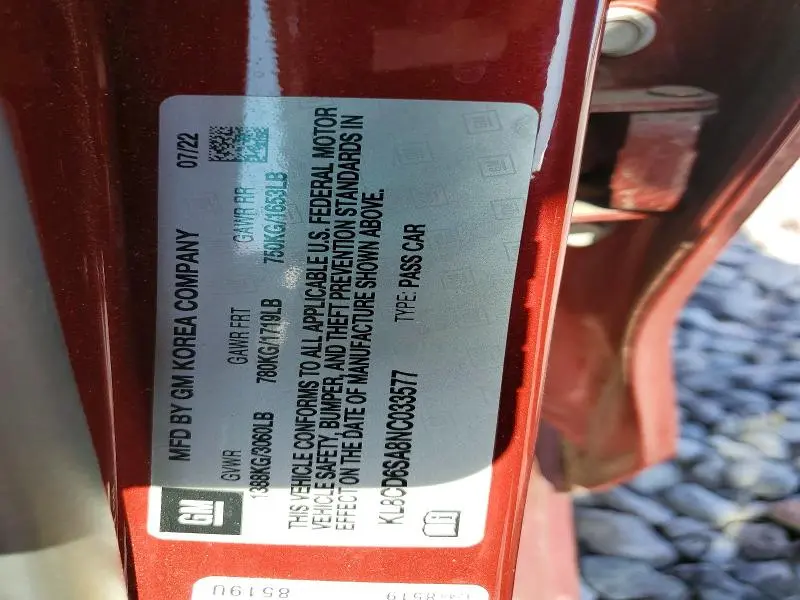 2022 CHEVROLET SPARK 1LT  