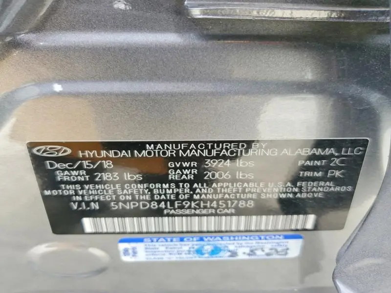 2019 HYUNDAI ELANTRA SEL  