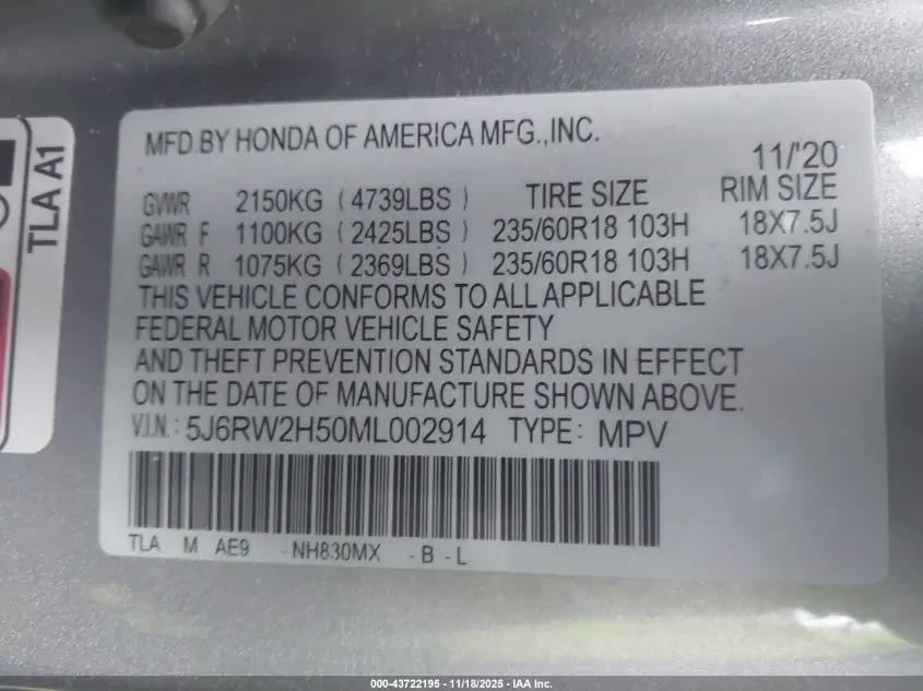 2021 HONDA CR-V AWD EX