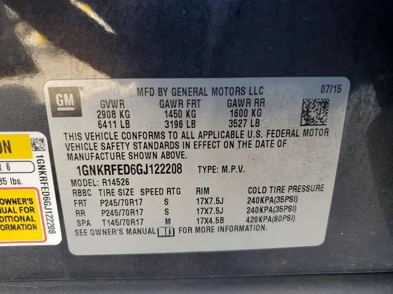 2016 CHEVROLET TRAVERSE LS  
