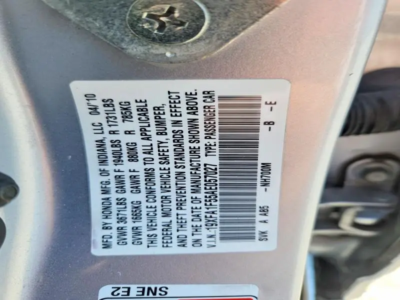 2010 HONDA CIVIC LX  