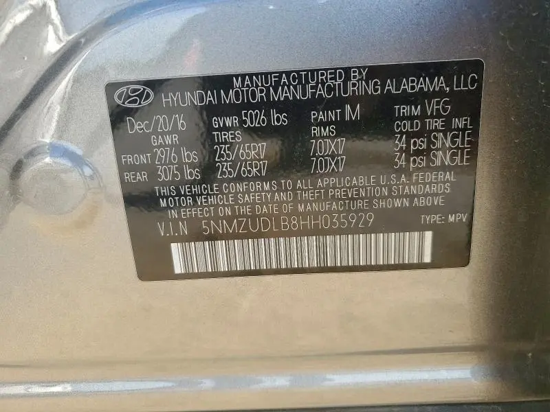 2017 HYUNDAI SANTA FE SPORT   