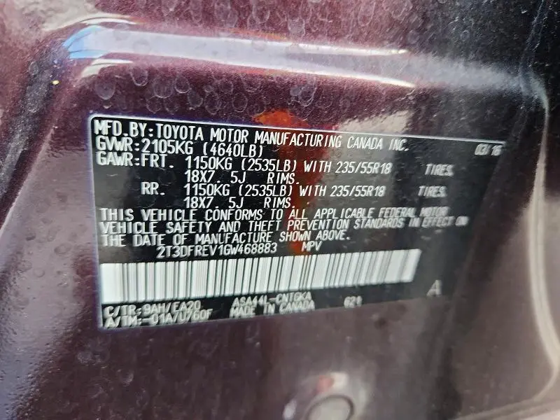 2016 TOYOTA RAV4   