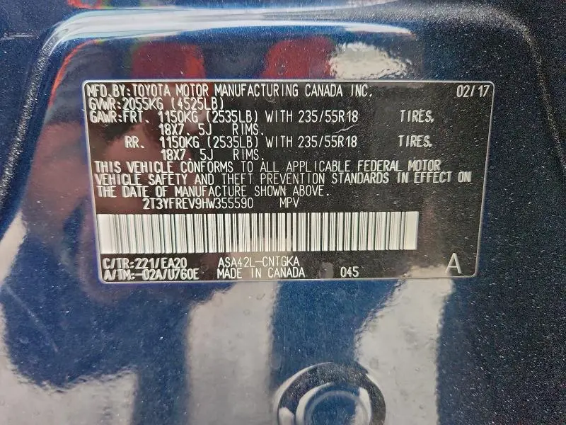 2017 TOYOTA RAV4 LIMITED  