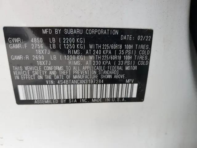 2022 SUBARU OUTBACK LIMITED  