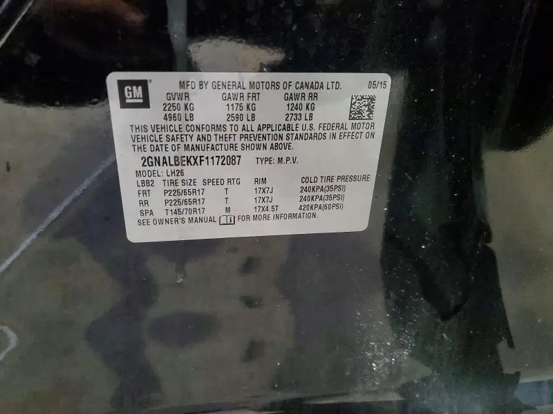 2015 CHEVROLET EQUINOX LT  