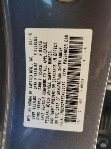 2016 HONDA ACCORD EXL