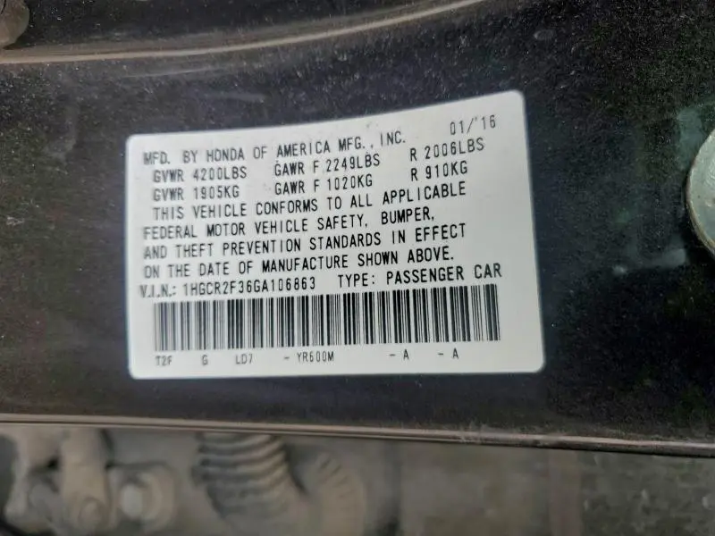 2016 HONDA ACCORD LX  