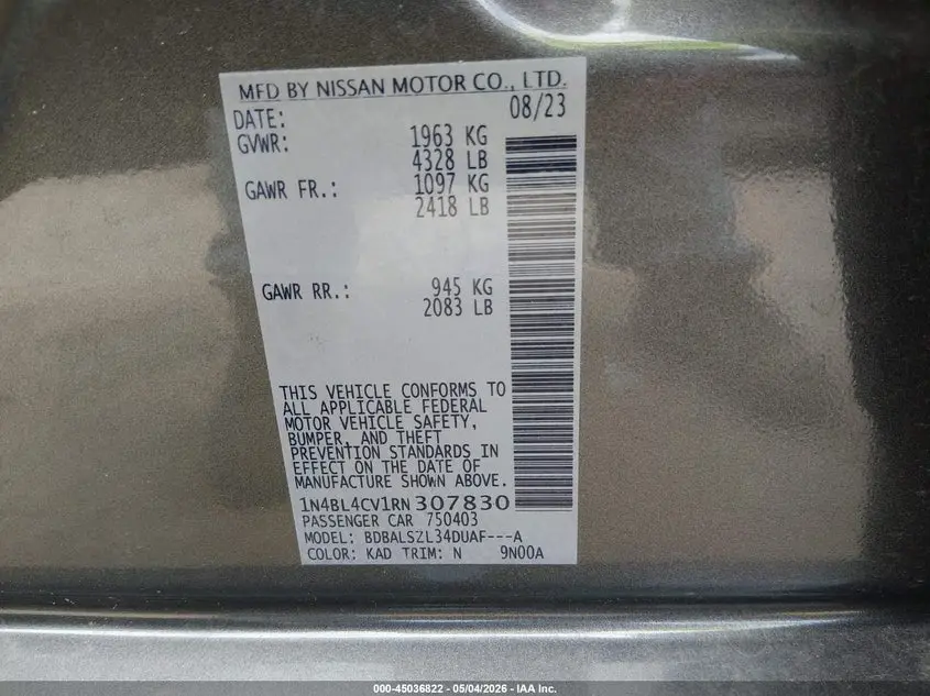 2024 NISSAN ALTIMA SR FWD