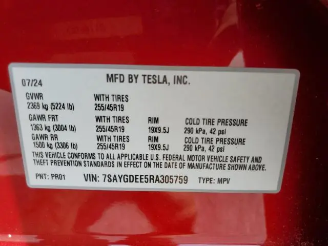 2024 TESLA MODEL Y   