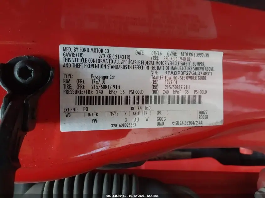 2016 FORD FOCUS SE
