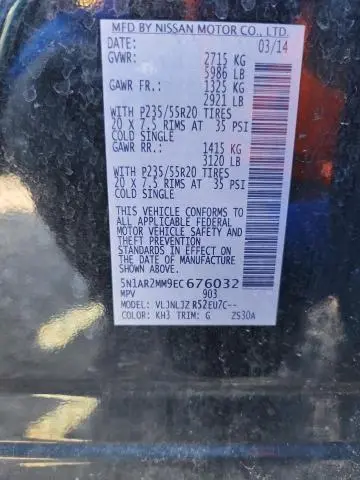 2014 NISSAN PATHFINDER S  