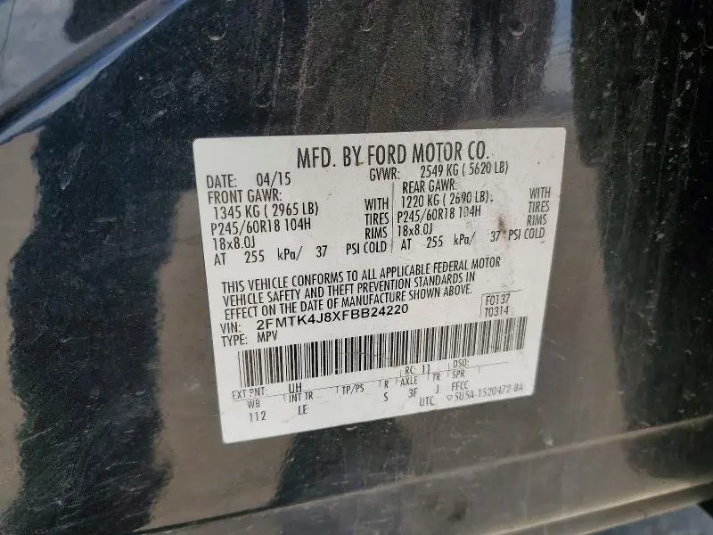 2015 FORD EDGE SEL  