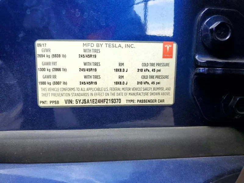 2017 TESLA MODEL S   
