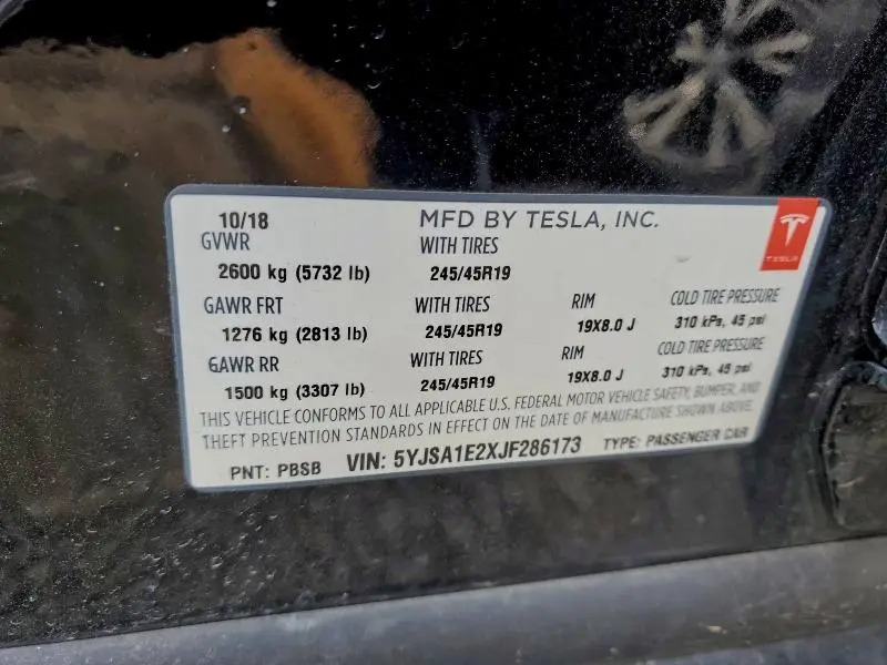 2018 TESLA MODEL S   