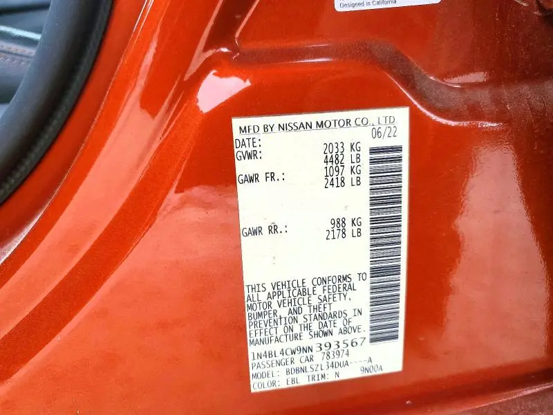 2022 NISSAN ALTIMA 2.5 SR  