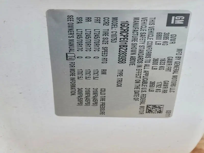 2011 CHEVROLET SILVERADO C1500  