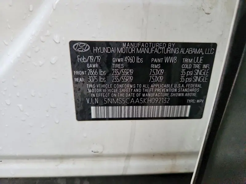 2019 HYUNDAI SANTA FE LIMITED  