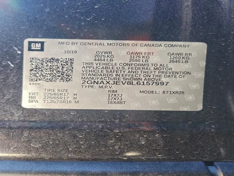 2020 CHEVROLET EQUINOX LT  