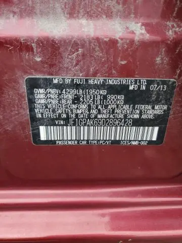 2013 SUBARU IMPREZA LIMITED  
