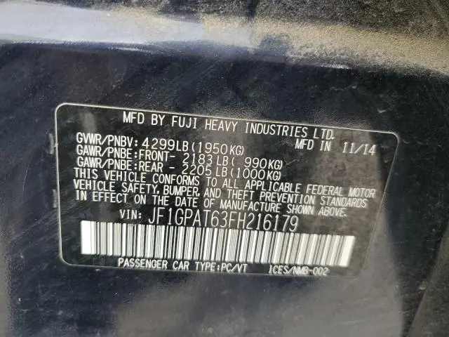 2015 SUBARU IMPREZA SPORT  