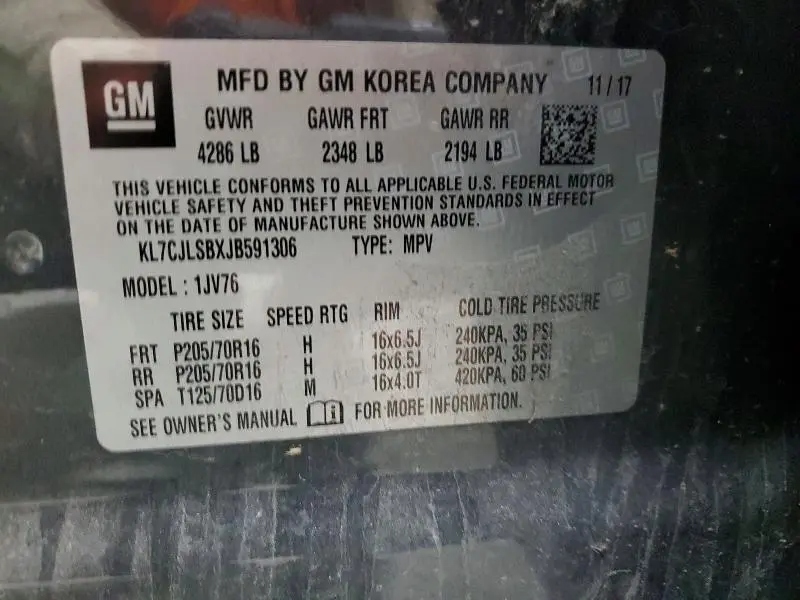 2018 CHEVROLET TRAX 1LT  