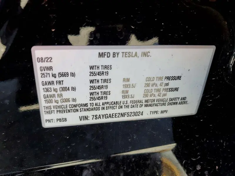 2022 TESLA MODEL Y   
