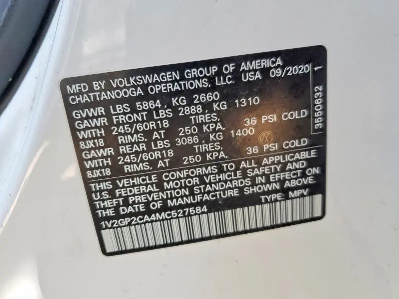 2021 VOLKSWAGEN ATLAS S  