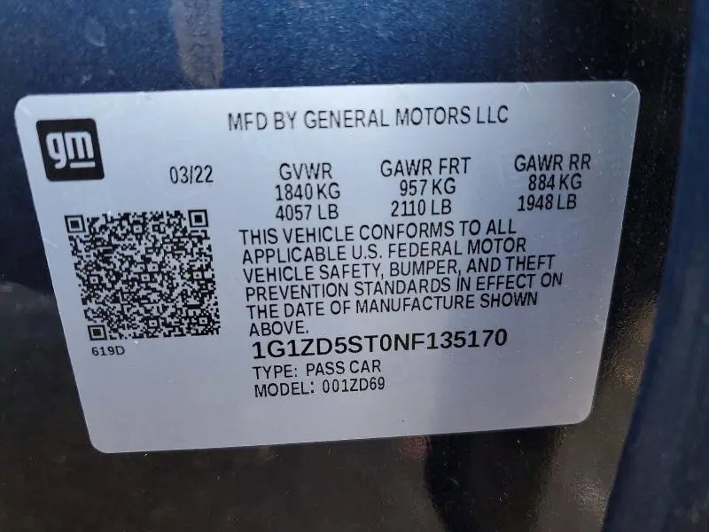 2022 CHEVROLET MALIBU LT  