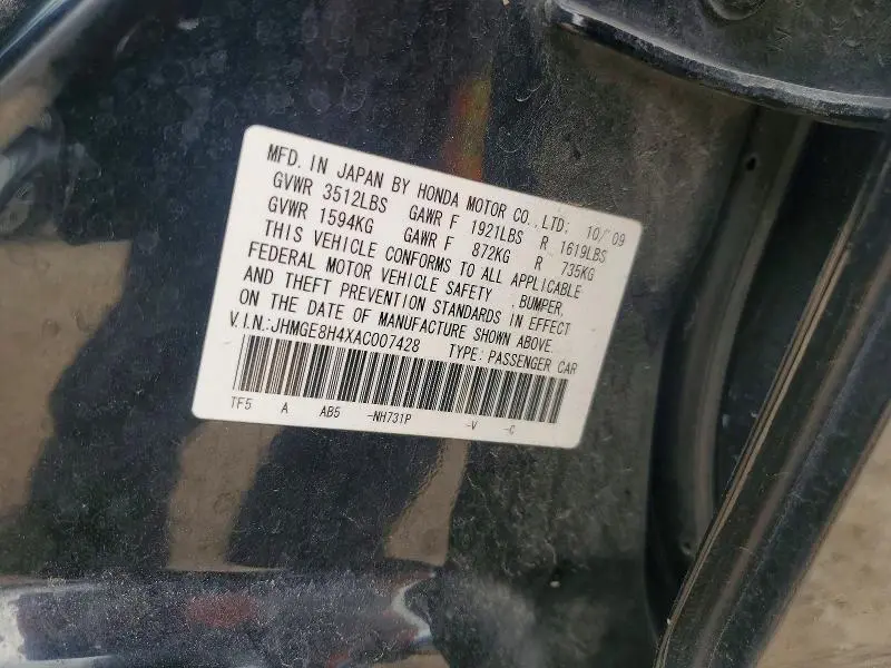 2010 HONDA FIT SPORT  