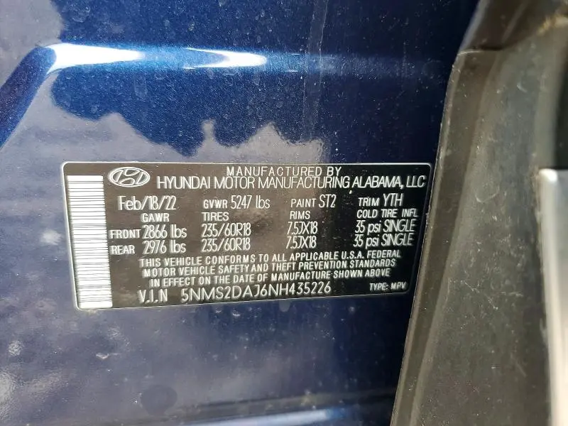 2022 HYUNDAI SANTA FE SEL  
