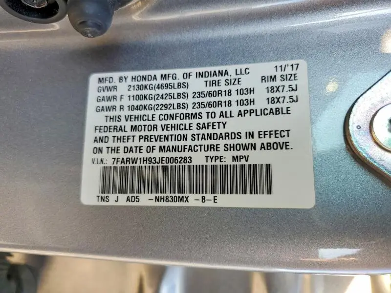 2018 HONDA CR-V TOURING  
