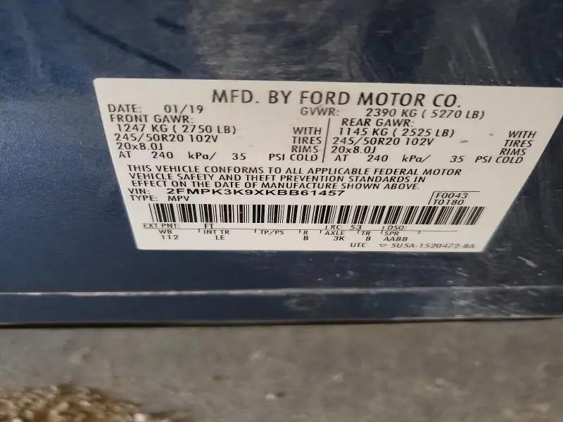 2019 FORD EDGE TITANIUM  