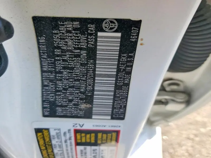 2012 TOYOTA AVALON BASE  