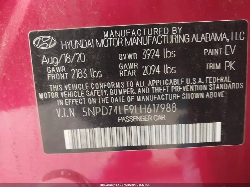 2020 HYUNDAI ELANTRA SE