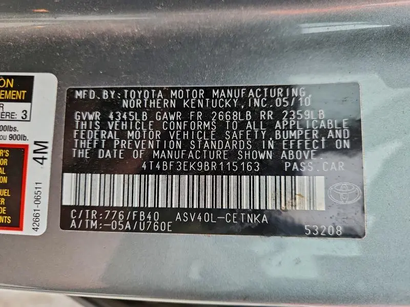 2011 TOYOTA CAMRY BASE  