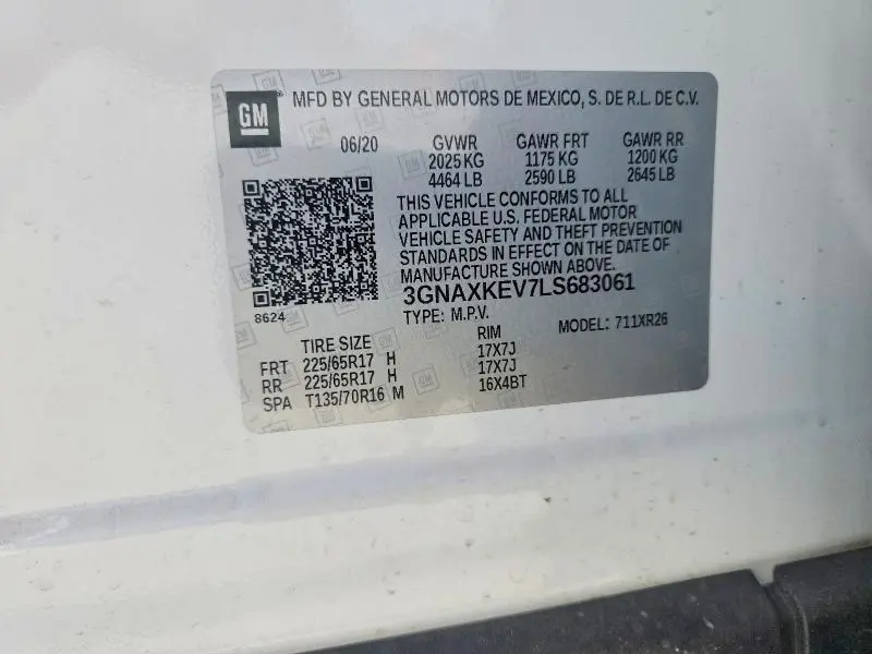 2020 CHEVROLET EQUINOX LT  