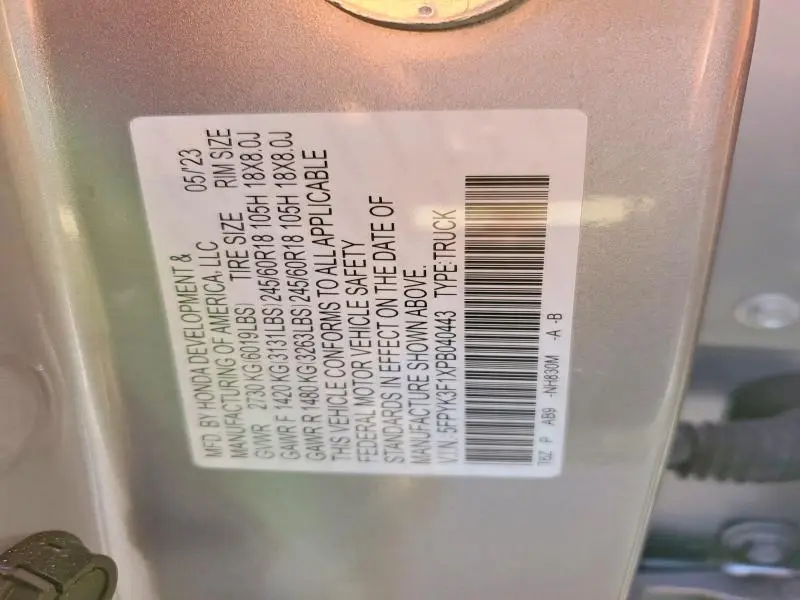 2023 HONDA RIDGELINE SPORT  