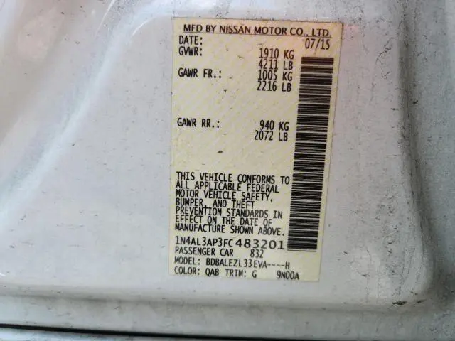 2015 NISSAN ALTIMA 2.5  