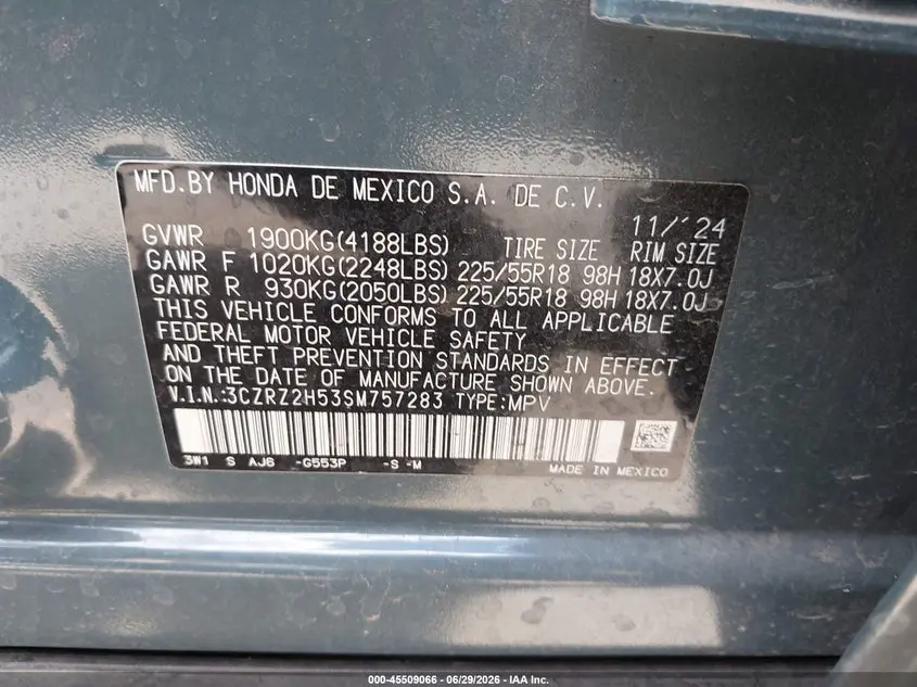 2025 HONDA HR-V AWD SPORT