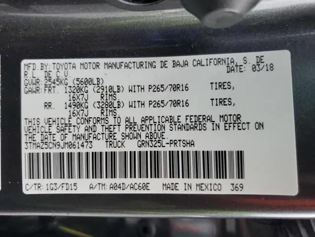 2018 TOYOTA TACOMA DOUBLE CAB  