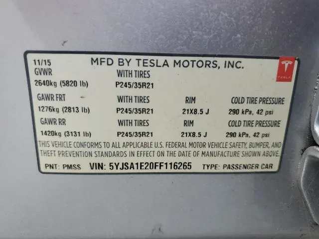 2015 TESLA MODEL S   