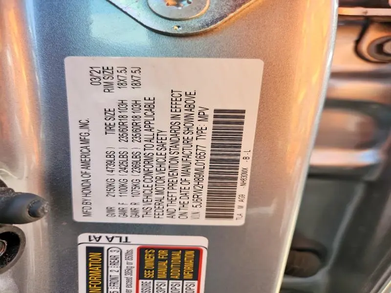 2021 HONDA CR-V EXL  