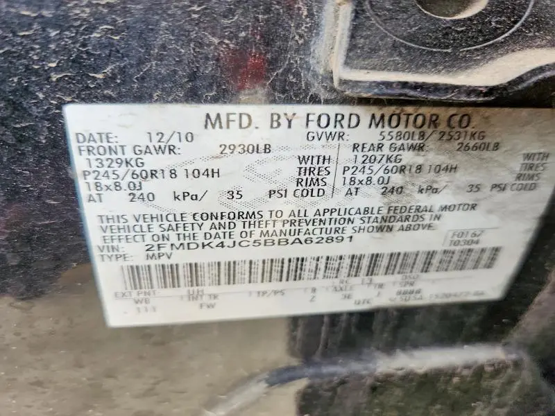 2011 FORD EDGE SEL  