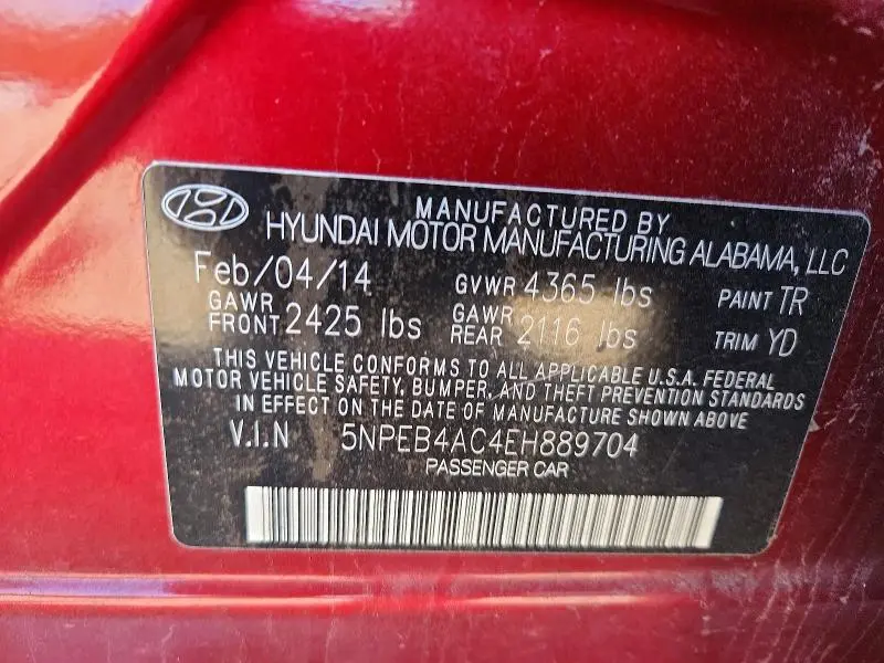 2014 HYUNDAI SONATA GLS  