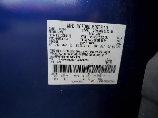 2015 FORD EXPLORER XLT  