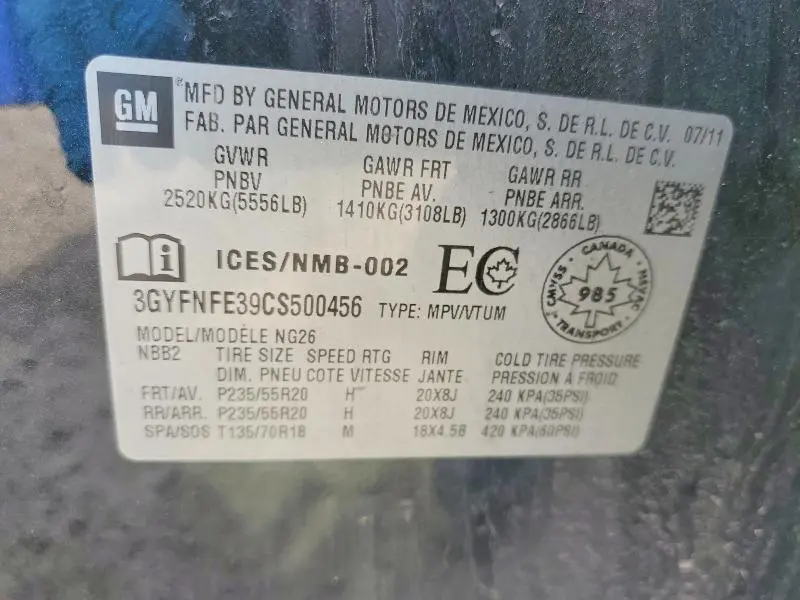 2012 CADILLAC SRX PREMIUM COLLECTION  