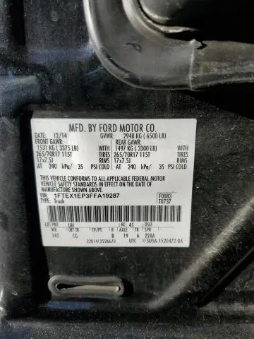 2015 FORD F150 SUPER CAB  