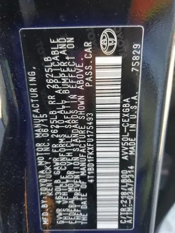 2015 TOYOTA CAMRY HYBRID  